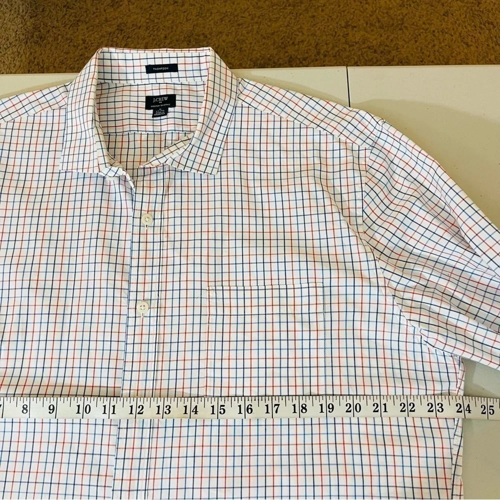 J. Crew Thompson Premium Shirting Plaid Button Down Shirt XL Blue/Red